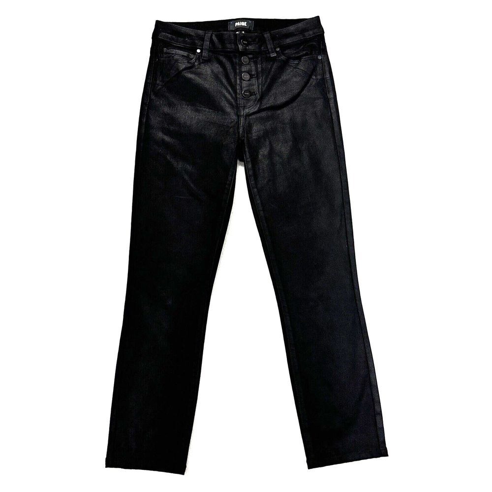 Paige Jeans Women 26 Hoxton Ultra Skinny Black Mid Rise Button Fly Boho 28x25